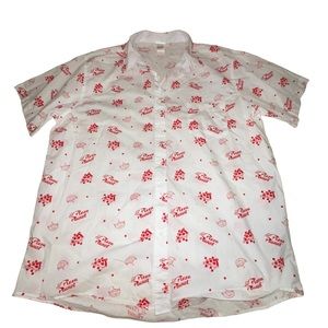 Disney Pixar Toy Story Pizza Planet Adult Men XXLarge Button-Up Shirt White Red